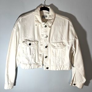 White cropped denim jacket